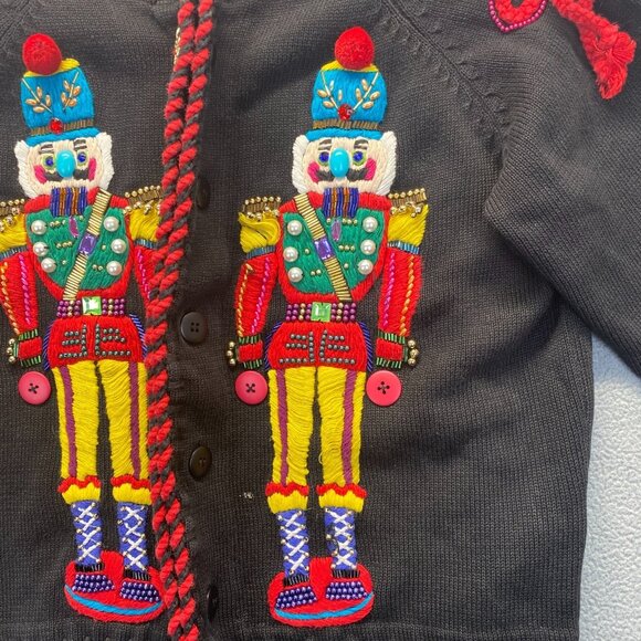 Vtg 1993 Michael Simon Nutcracker Cardigan Sweater Hand Beaded Intricate Sz 1 - Picture 12 of 15